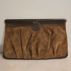 Vintage Phillippe Brown Leather Suede Hinged clutch purse